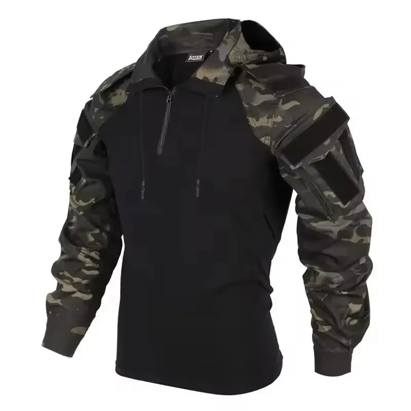 Outdoor Uniform Tactical Suits Wear Resistant T-Shirt Hood Pants Men Clothes Combat Shirts Airsoft Paintball Hunting Clothing