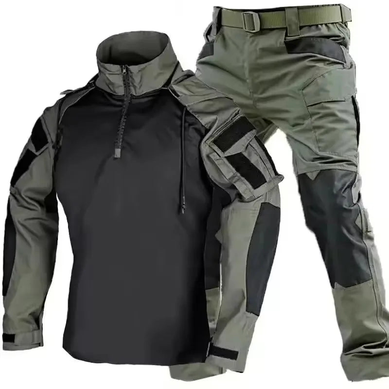 Outdoor Uniform Tactical Suits Wear Resistant T-Shirt Hooded Pants Men Clothes Combat Shirts Airsoft Paintball Hunting Clothing