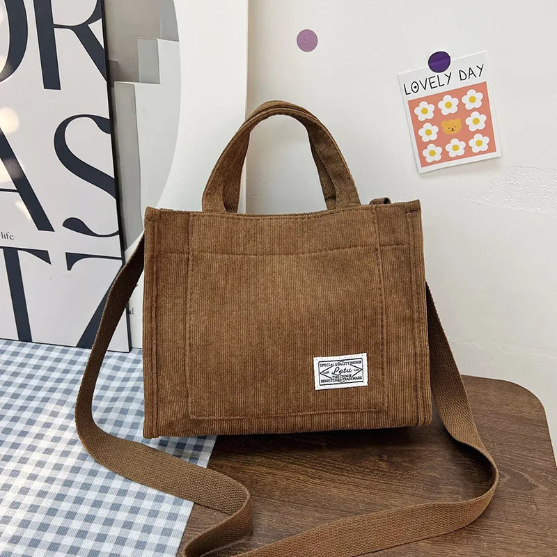 Corduroy Crossbody Tote Bag, Women&