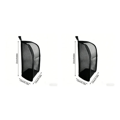 Portable Mesh Standing Toiletry Bag, Lightweight Foldable Clear Hanging Travel Organiser for Toothbrush &amp; Travel