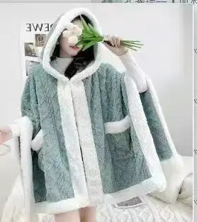 Single Nap Blanket Suede Quilkt Warm Shawl Household Hooded Hood Lazy Clothes Chinese Style Cloak Outgoing Windproof Clothing
