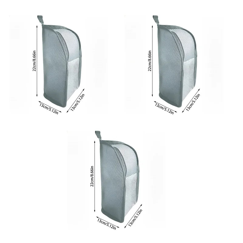 Portable Mesh Standing Toiletry Bag, Lightweight Foldable Clear Hanging Travel Organiser for Toothbrush &amp; Travel