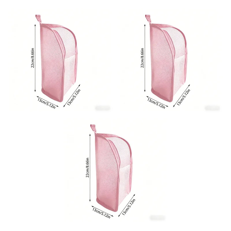 Portable Mesh Standing Toiletry Bag, Lightweight Foldable Clear Hanging Travel Organiser for Toothbrush &amp; Travel