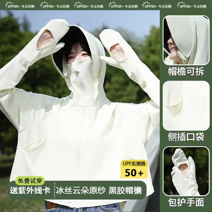 Sunscreen Clothing for Women in Summer, New Anti UV Long Sleeved Thin Jacket, Outdoor Women Cycling Sun Protection