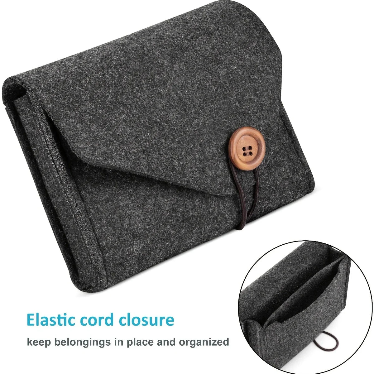 Portable Felt Electronics Accessories Organizer - Power Adapter &amp; USB Cable Storage Case for Travel