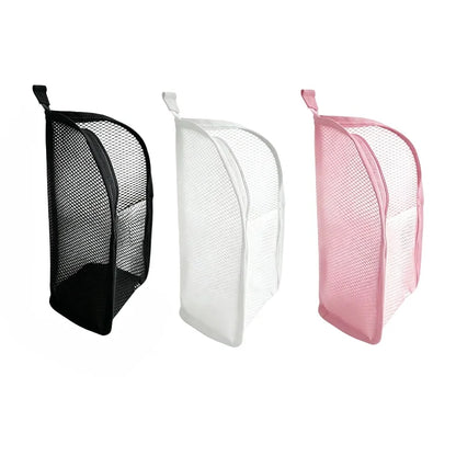 Portable Mesh Standing Toiletry Bag, Lightweight Foldable Clear Hanging Travel Organiser for Toothbrush &amp; Travel