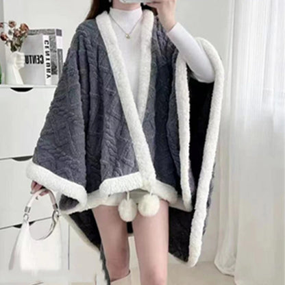 Single Nap Blanket Suede Quilkt Warm Shawl Household Hooded Hood Lazy Clothes Chinese Style Cloak Outgoing Windproof Clothing