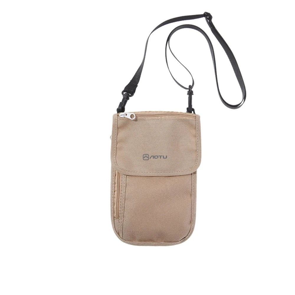Travel Accessories Travel Wallet Khaki Black Ticket Holder Passport Wallet Nylon Zipper Travel Neck Pouch Certificate Storge