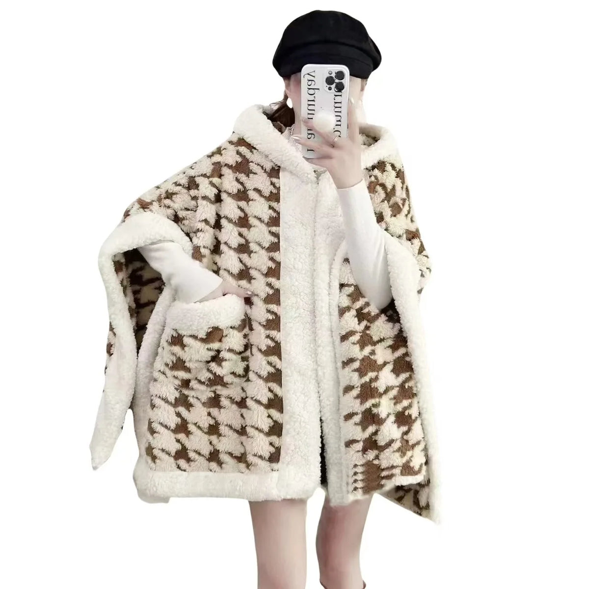 Single Nap Blanket Suede Quilkt Warm Shawl Household Hooded Hood Lazy Clothes Chinese Style Cloak Outgoing Windproof Clothing