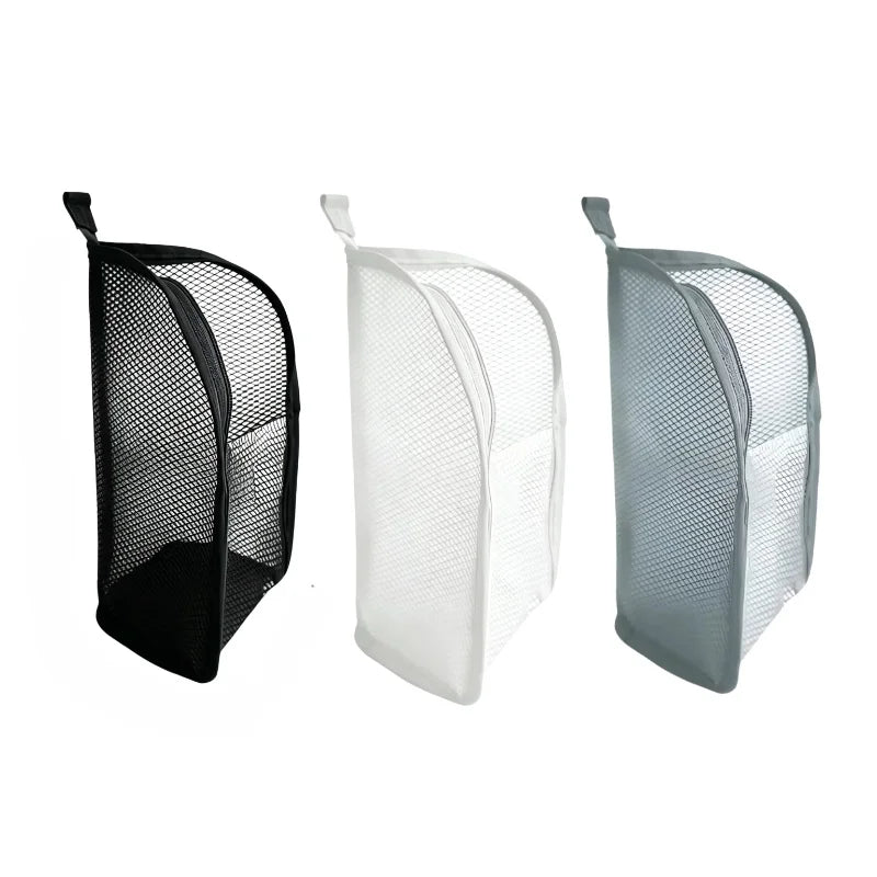 Portable Mesh Standing Toiletry Bag, Lightweight Foldable Clear Hanging Travel Organiser for Toothbrush &amp; Travel