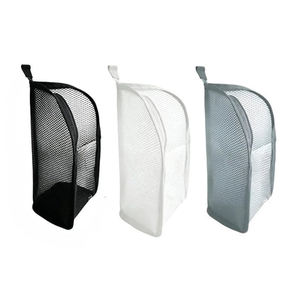 Portable Mesh Standing Toiletry Bag, Lightweight Foldable Clear Hanging Travel Organiser for Toothbrush &amp; Travel