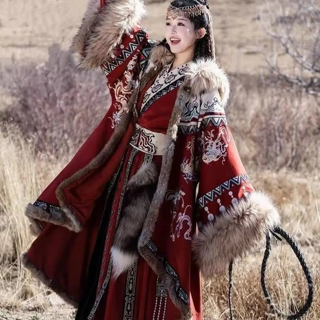 Exotic Tibetan Robe Couples Traditional Chinese Embroided Zang Clothing Vintage Stage Outfits Wedding Travel Photography Suits