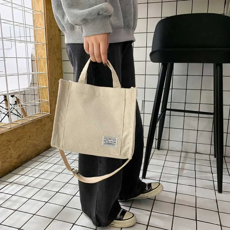 Corduroy Crossbody Tote Bag, Women&