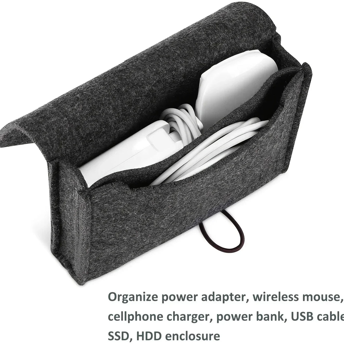 Portable Felt Electronics Accessories Organizer - Power Adapter &amp; USB Cable Storage Case for Travel