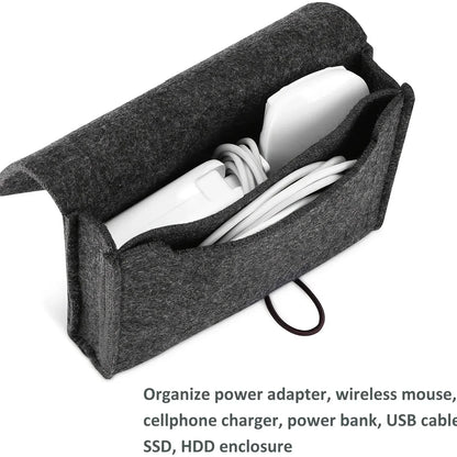 Portable Felt Electronics Accessories Organizer - Power Adapter &amp; USB Cable Storage Case for Travel