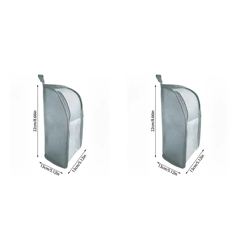 Portable Mesh Standing Toiletry Bag, Lightweight Foldable Clear Hanging Travel Organiser for Toothbrush &amp; Travel