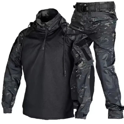 Outdoor Uniform Tactical Suits Wear Resistant T-Shirt Hooded Pants Men Clothes Combat Shirts Airsoft Paintball Hunting Clothing