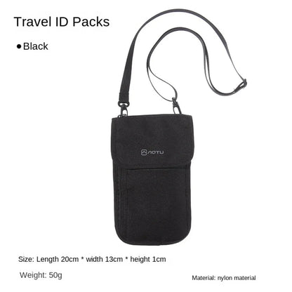 Travel Accessories Travel Wallet Khaki Black Ticket Holder Passport Wallet Nylon Zipper Travel Neck Pouch Certificate Storge