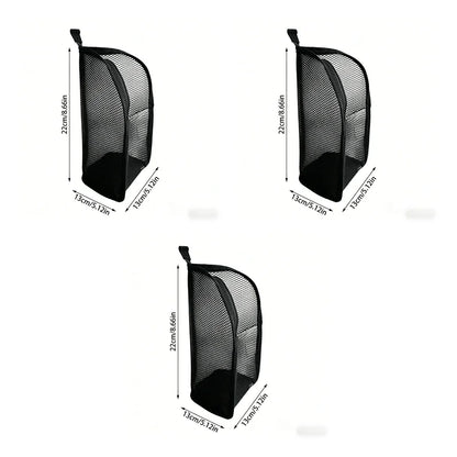 Portable Mesh Standing Toiletry Bag, Lightweight Foldable Clear Hanging Travel Organiser for Toothbrush &amp; Travel