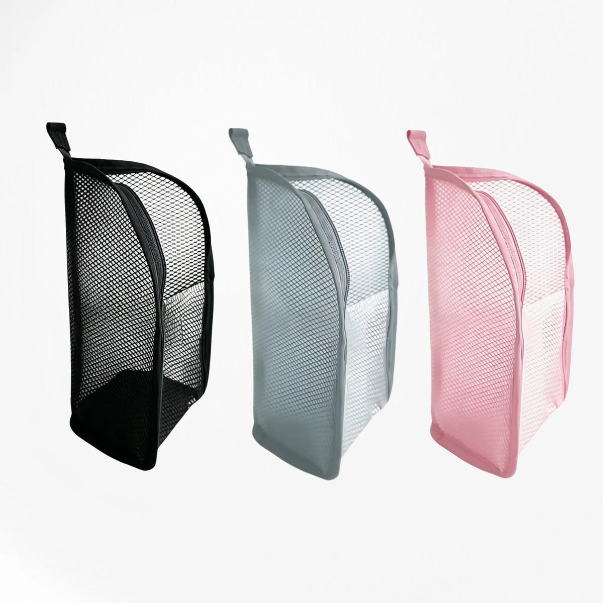 Portable Mesh Standing Toiletry Bag, Lightweight Foldable Clear Hanging Travel Organiser for Toothbrush &amp; Travel