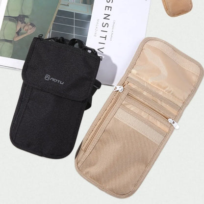 Travel Accessories Travel Wallet Khaki Black Ticket Holder Passport Wallet Nylon Zipper Travel Neck Pouch Certificate Storge