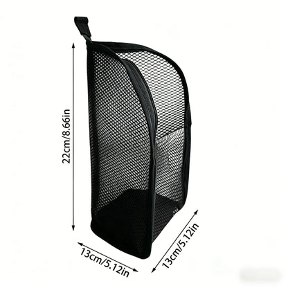 Portable Mesh Standing Toiletry Bag, Lightweight Foldable Clear Hanging Travel Organiser for Toothbrush &amp; Travel