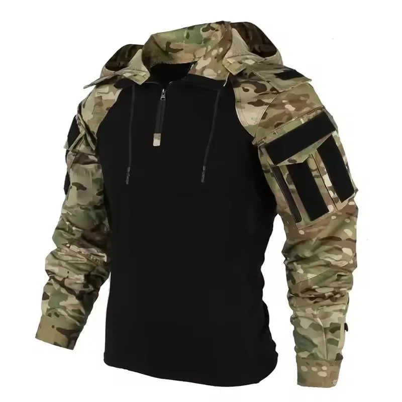 Outdoor Uniform Tactical Suits Wear Resistant T-Shirt Hood Pants Men Clothes Combat Shirts Airsoft Paintball Hunting Clothing