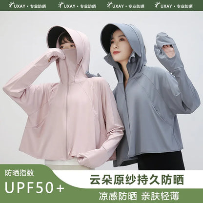 Sunscreen Clothing for Women in Summer, New Anti UV Long Sleeved Thin Jacket, Outdoor Women Cycling Sun Protection