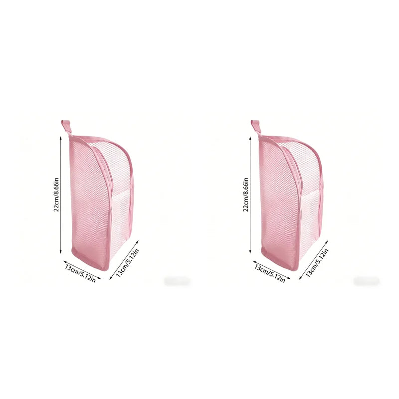 Portable Mesh Standing Toiletry Bag, Lightweight Foldable Clear Hanging Travel Organiser for Toothbrush &amp; Travel