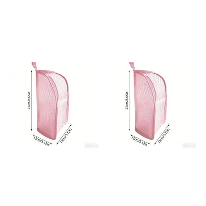 Portable Mesh Standing Toiletry Bag, Lightweight Foldable Clear Hanging Travel Organiser for Toothbrush &amp; Travel