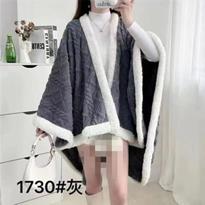 Single Nap Blanket Suede Quilkt Warm Shawl Household Hooded Hood Lazy Clothes Chinese Style Cloak Outgoing Windproof Clothing