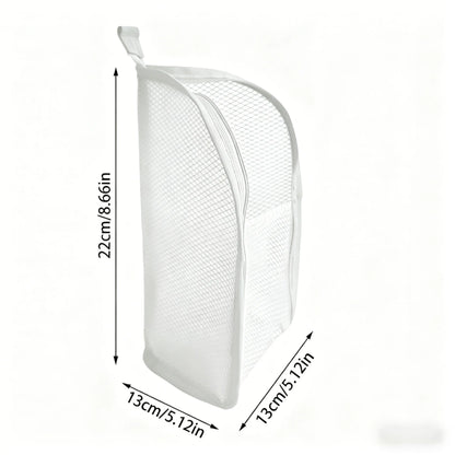 Portable Mesh Standing Toiletry Bag, Lightweight Foldable Clear Hanging Travel Organiser for Toothbrush &amp; Travel