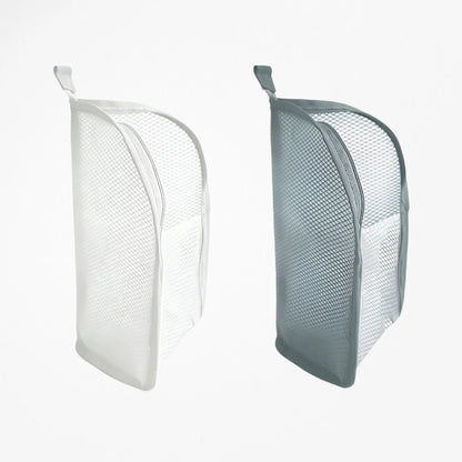 Portable Mesh Standing Toiletry Bag, Lightweight Foldable Clear Hanging Travel Organiser for Toothbrush &amp; Travel
