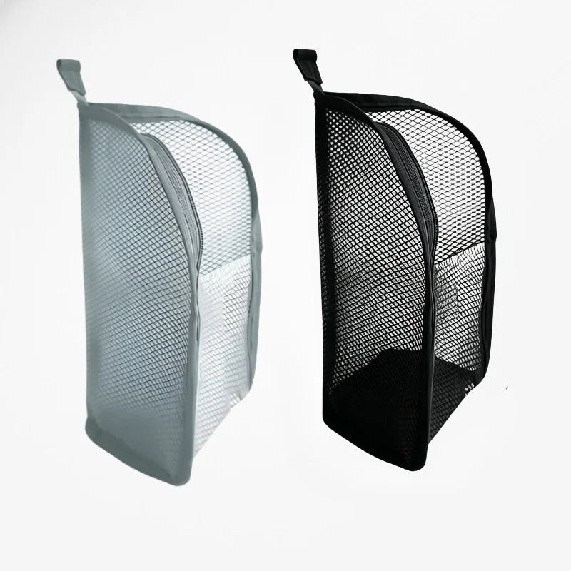 Portable Mesh Standing Toiletry Bag, Lightweight Foldable Clear Hanging Travel Organiser for Toothbrush &amp; Travel